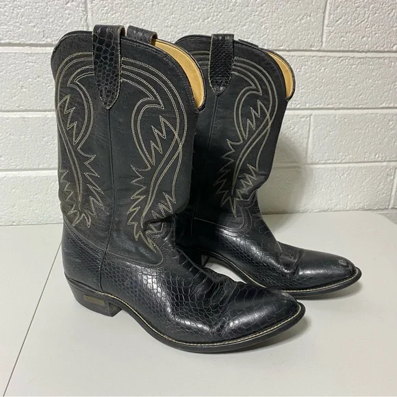 Vintage HONCHOS Made in USA COWBOY Western Boots Black Embroidered Men’s 11 D 🖤